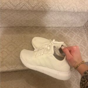 adidas All-White Knit Sneakers - Women's Casual Runners